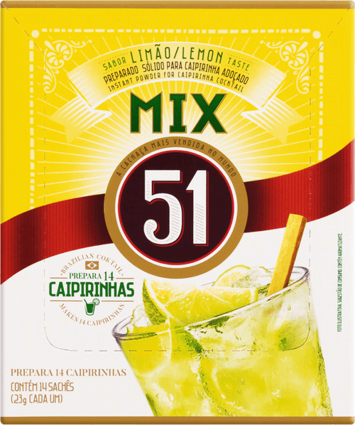 Mix para Caipirinha Pó Limão 51 Caixa 14 Unidades