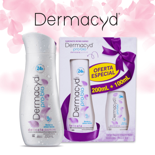 Kit Sabonete Líquido Íntimo Delicata Jasmim 200ml + 100ml Dermacyd Pro-bio