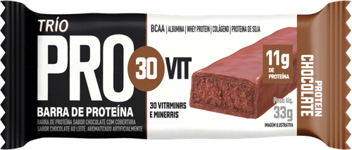 Barra de Proteína Fondue de Chocolate Cobertura Chocolate ao Leite Trío Protein Pacote 33g