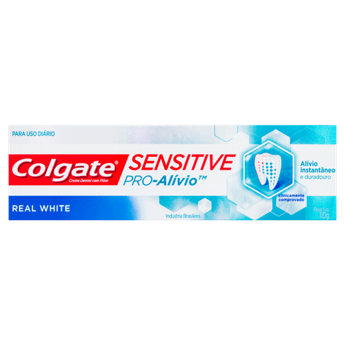 Creme Dental com Flúor Real White Colgate Sensitive Pro-Alívio Caixa 110g