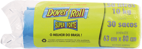 Saco para Lixo Reciclado 50l Dover Roll Super Forte 20 Unidades