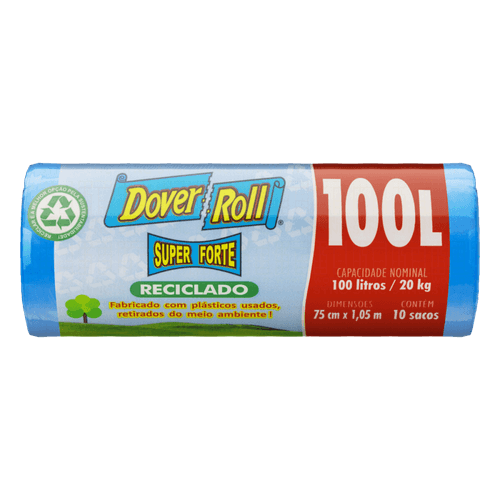 Saco para Lixo Reciclado 100l Dover Roll Super Forte 10 Unidades