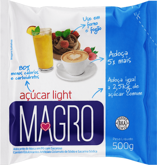 Açúcar Lowçucar Light Magro Sem Glúten Pacote 500g