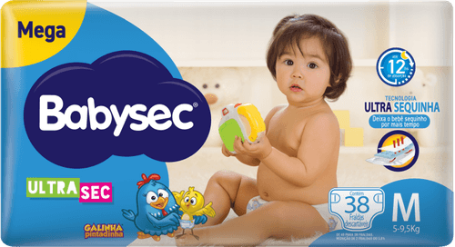 Fralda Descartável Babysec Ultra Sec M 5 a 9,5kg Megapacote 38 Unidades