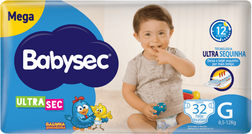 Fralda Descartável Babysec Ultra Sec G 8,5 a 12kg Megapacote 32 Unidades