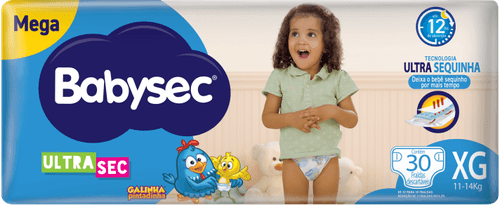 Fralda Descartável Babysec Ultra Sec XG 11 a 14kg Megapacote 30 Unidades