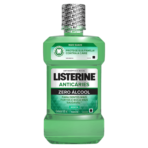 Enxaguante Bucal Antisséptico Zero Álcool Menta Listerine Anticáries Frasco 500ml