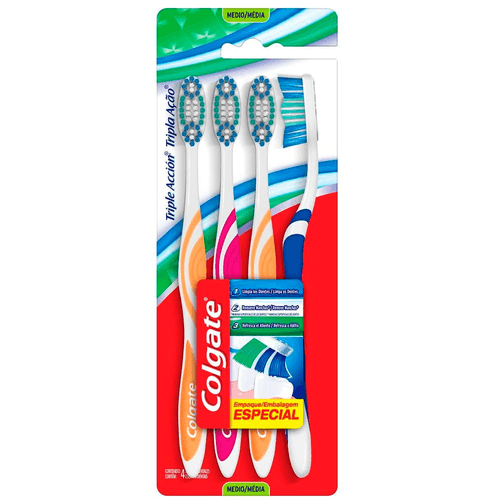 Escova Dental Colgate Tripla Ação 4 Unidades Embalagem Especial