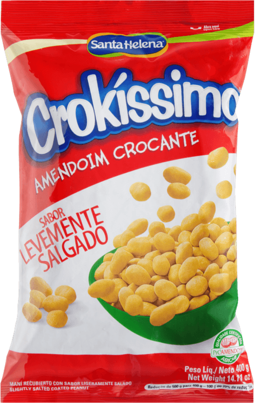 Amendoim Crocante Assado Levemente Salgado Crokíssimo Pacote 400g