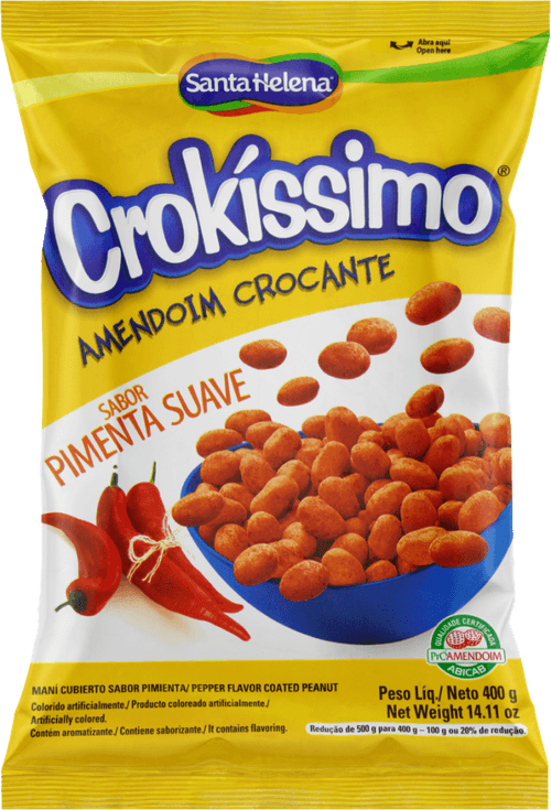 Amendoim Crocante Pimenta Suave Crokíssimo Pacote 400g