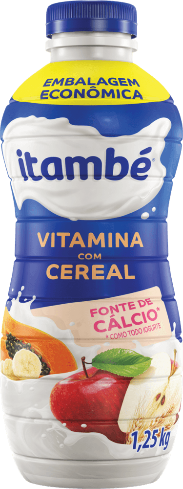 Iogurte Parcialmente Desnatado com Preparado de Frutas Vitamina com Cereal Itambé Garrafa 1,15kg Embalagem Econômica