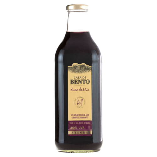 Suco Integral de Uva Tinto sem Adição de Açúcar Casa de Bento 1l