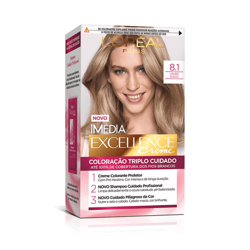 Coloração Permanente Imédia Excellence De L'Oréal Paris 8.1 Louro Sueco