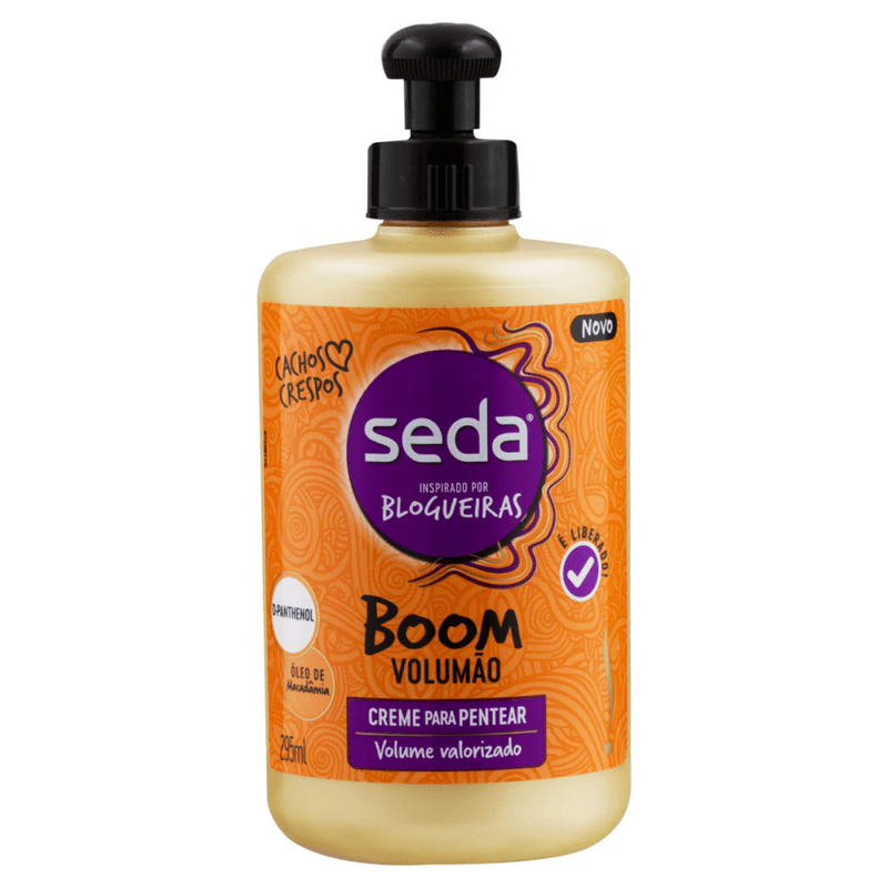 Creme-para-Pentear-D-Panthenol-Oleo-de-Macadamia-e-Filtro-UV-Seda-Inspirado-por-Blogueiras-Boom-Volumao-Frasco-295ml