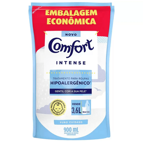 Amaciante de Roupa Concentrado com Óleo de Argan Puro Cuidado Comfort Sachê 900ml Refil Embalagem Econômica