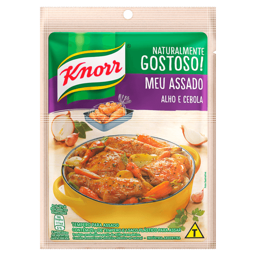 Tempero em Pó para Assado Alho e Cebola Knorr Meu Assado Pacote 25g e 1 Saco Plástico para Assar