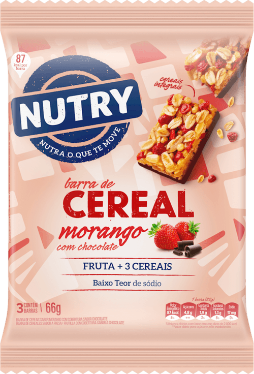 Barra de Cereal Morango com Chocolate