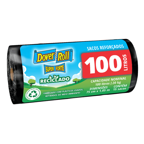 Saco para Lixo Reforçado 100l Dover Roll Super Forte 15 Unidades