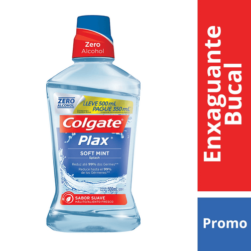 Enxaguante Bucal Colgate Plax Soft Mint 500ml Promo Leve 500ml Pague 350ml