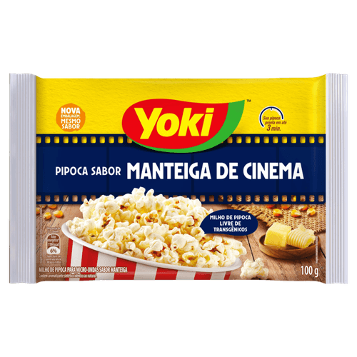 Milho de Pipoca para Micro-Ondas Manteiga de Cinema Yoki Pacote 100g