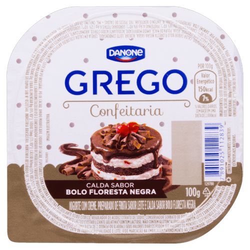 Iogurte Grego Danone Confeitaria Floresta Negra Pote 100g