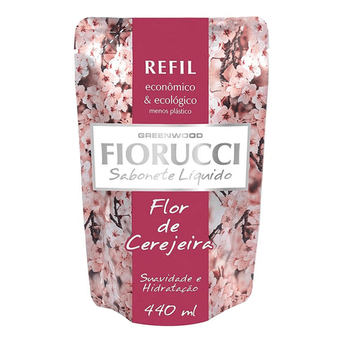 Sabonete Líquido Flor de Cerejeira Fiorucci Sachê 440ml Refil Econômico & Ecológico