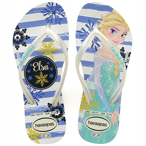 Sandália Havaianas Kids Slim Frozen Branco e Royal Nº 29/30 Par