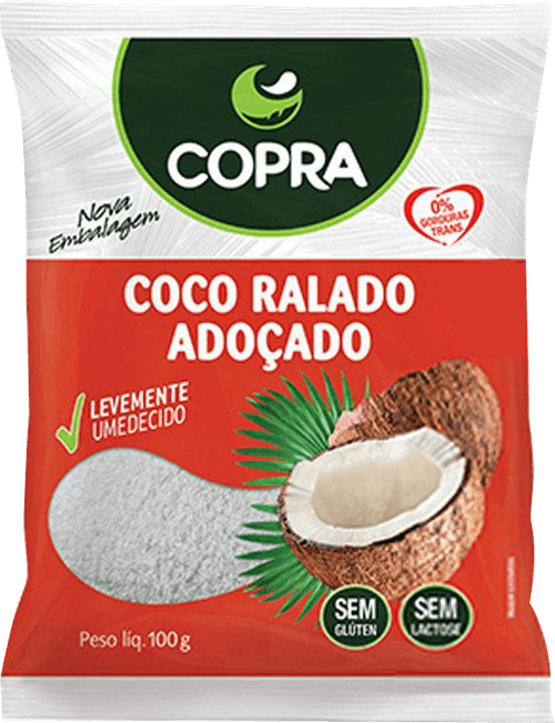 Coco Ralado Úmido Adoçado Copra Pacote 100g