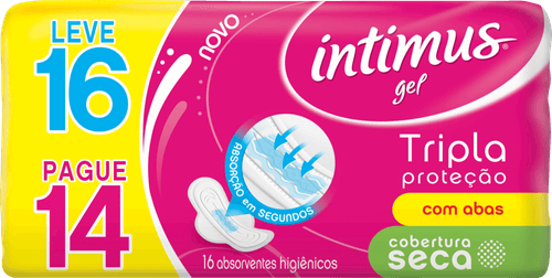 Absorvente com Abas Seca Intimus Tripla Proteção Pacote Leve 16 Pague 14 Unidades