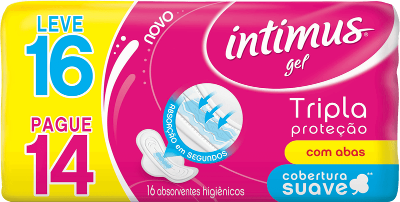 Absorvente-com-Abas-Extra-Suave-Intimus-Tripla-Protecao-Pacote-Leve-16-Pague-14-Unidades