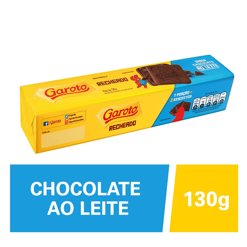 Biscoito GAROTO Recheado Chocolate 130g