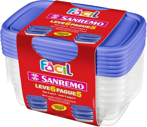 Conjunto de Potes Sanremo 785 ml Leve 6 e Pague 5