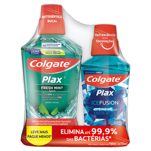 Enxaguante Bucal Colgate Plax Fresh Mint 500ml + 1 Enxaguante 250ml