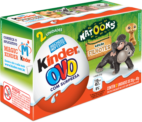 Chocolate Ao Leite Com Recheio Ao Leite Natoons Kinder Ovo Caixa 40g 2 Unidades