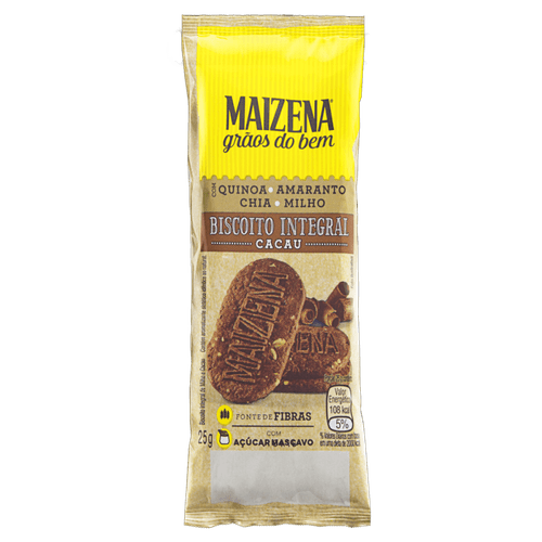 Biscoito Integral Cacau Maizena Grãos do Bem Pacote 25g