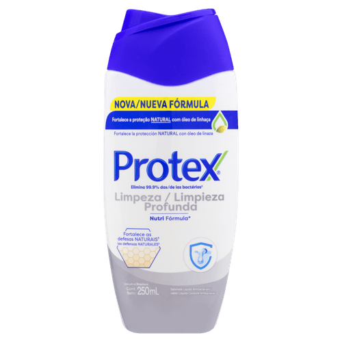 Sabonete Líquido Antibacteriano com Óleo de Linhaça Protex Limpeza Profunda Frasco 250ml