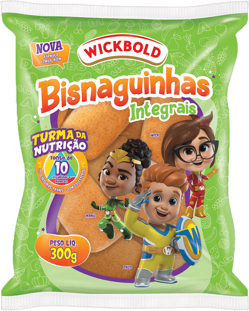 Pão Bisnaguinha 31% Integral Turma da Mônica Wickbold Pacote 300g