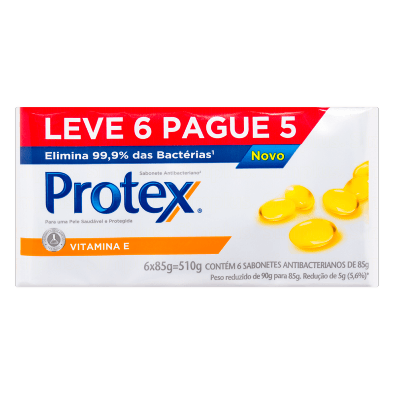 Sabonete-em-Barra-Antibacteriano-com-Oleo-de-Linhaca-Protex-Nutri-Protect-Vitamina-E-Envoltorio-510g-Leve-6-Pague-Menos-85g-Cada