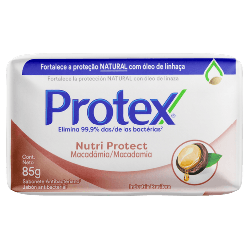 Sabonete em Barra Antibacteriano Macadâmia com Óleo de Linhaça Protex Nutri Protect Envoltório 85g