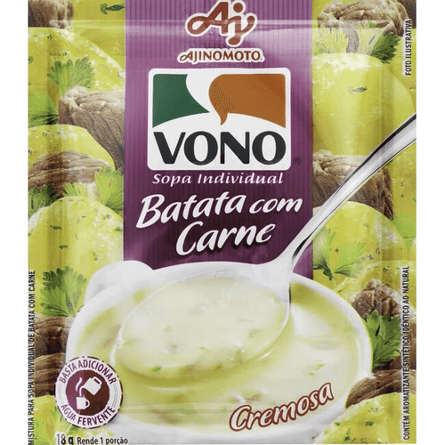 Sopa Individual Cremosa Batata com Carne Vono Pacote 18g