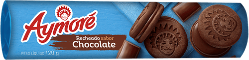 Biscoito Chocolate Recheio Chocolate Aymoré Pacote 120g