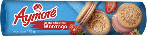 Biscoito Baunilha Recheio Morango Aymoré Pacote 120g