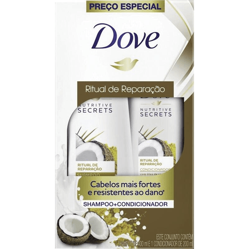 Kit Shampoo 400ml + Condicionador 200ml Dove Nutritive Secrets Ritual de Reparação Preço Especial