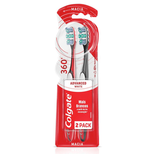 Escova Dental Macia Colgate Luminous White 360° 2 Unidades