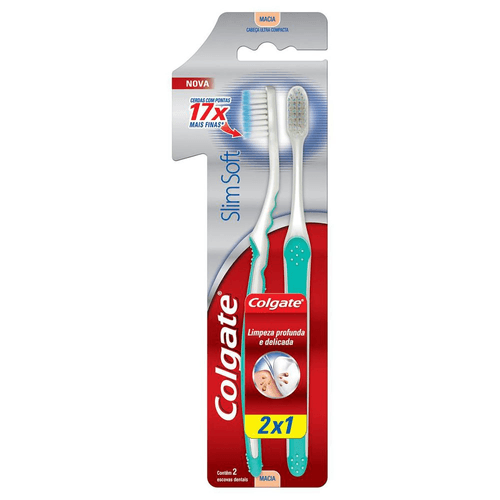 Escova Dental Macia Colgate Slim Soft Ultra Compact 2 Unidades