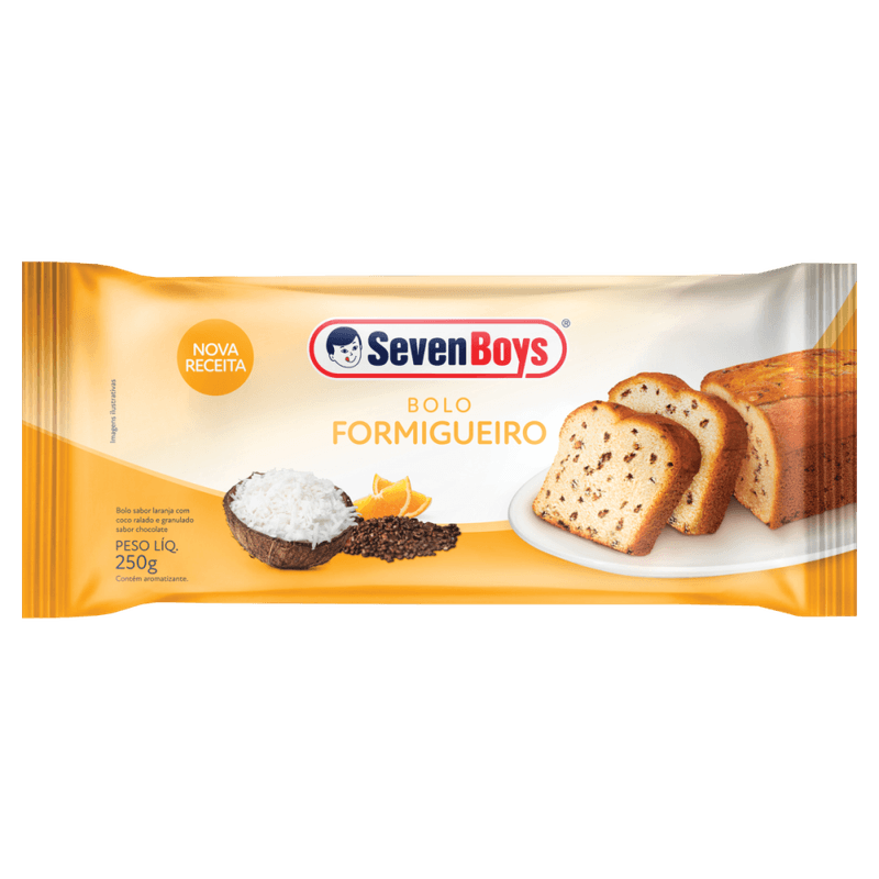 Bolo-Formigueiro-Laranja-com-Coco-Ralado-e-Granulado-de-Chocolate-Seven-Boys-Pacote-250g