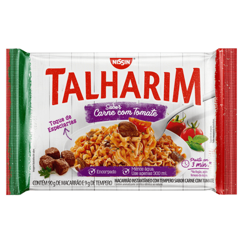 Macarrão Instantâneo Talharim Carne com Tomate Nissin Pacote 99g