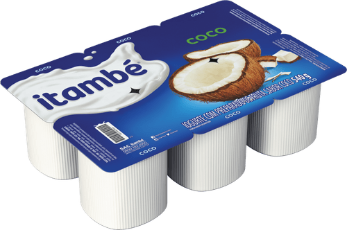 Iogurte Parcialmente Desnatado com Preparado de Fruta Coco Itambé Bandeja 540g 6 Unidades