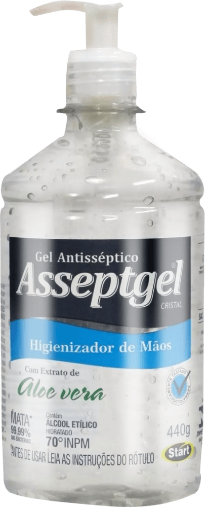 Álcool em Gel Antisséptico Higienizador para Mãos Asseptgel Cristal 420g