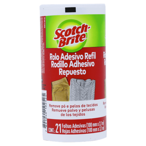 Rolo Adesivo Tira-Pelos Scotch-Brite 100mm x 3,1m 21 Folhas Refil